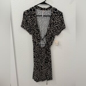 Free people Black and White animal print mini Dress small